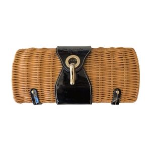 Kate Spade New York Rattan‎ Wicker Clutch with Patent Leather Accent Trim